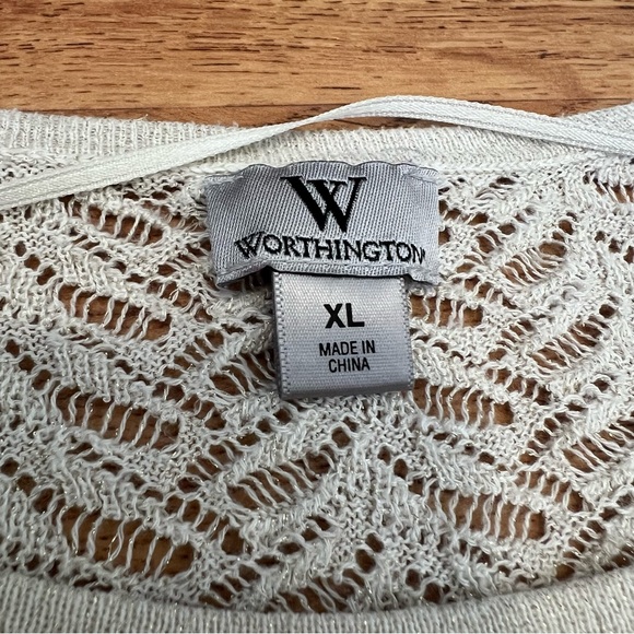 ✨ Worthington Lace Cream & Golden Sparkle Sweater Size XL LIKE NEW - Picture 6 of 10
